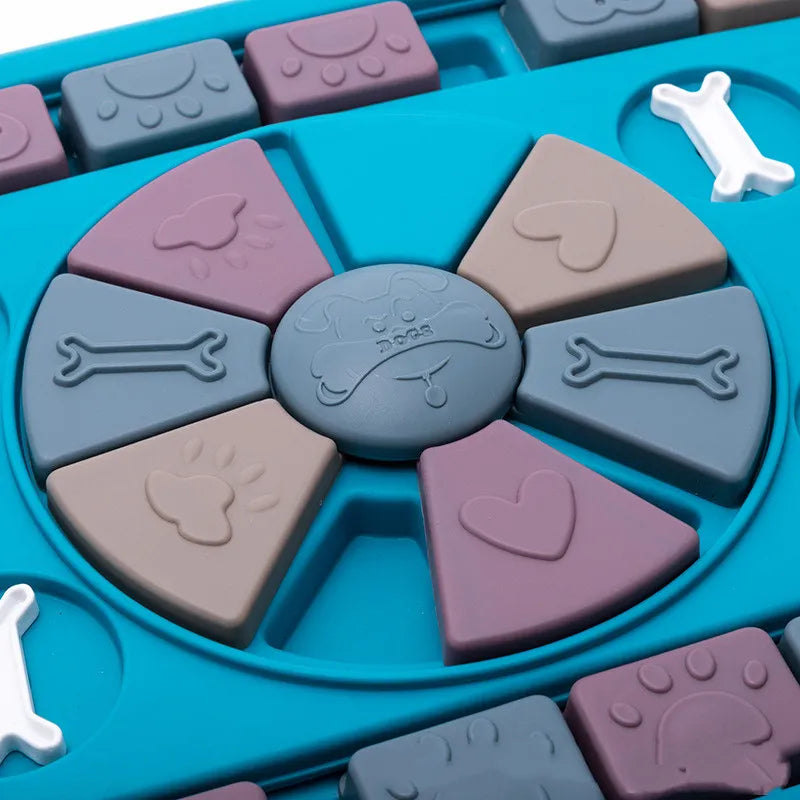 Interactive snuffle mat for dogs, a blue pet enrichment toy and treat dispenser for cognitive play.