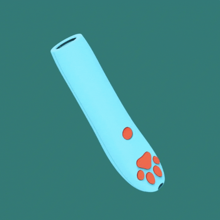 Close-up of blue interactive dog whistle chew toy, durable pet supplies