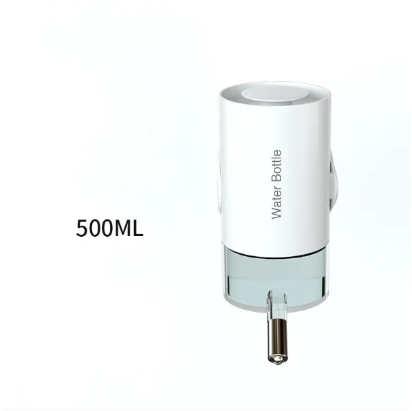 Pet travel water bottle with food compartment, automatic dispenser, ultimate travel essential.
