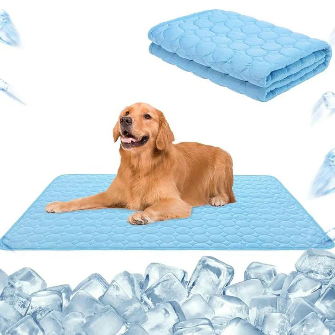 Green self-cooling pet mat for dogs and cats, small size, provides heat relief