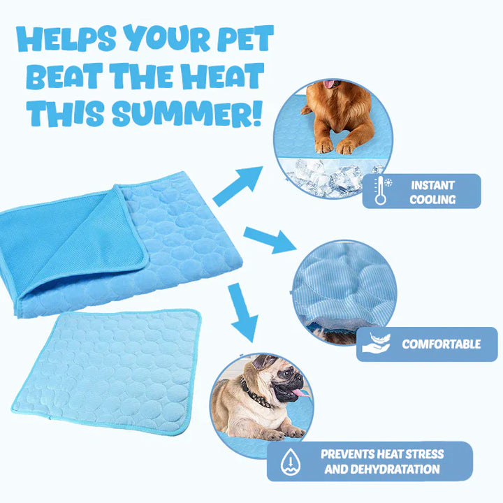 Beige self-cooling pet mat, medium, durable pet cooling solution for cats and dogs