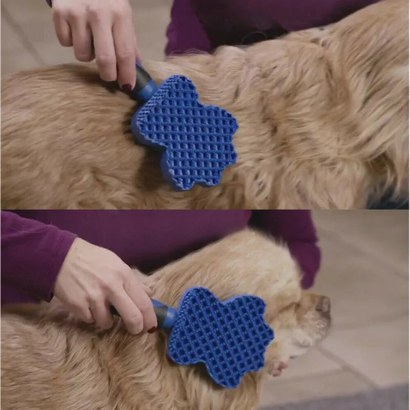 Versatile blue silicone brush for dog shedding, grooming, and effective cleaning