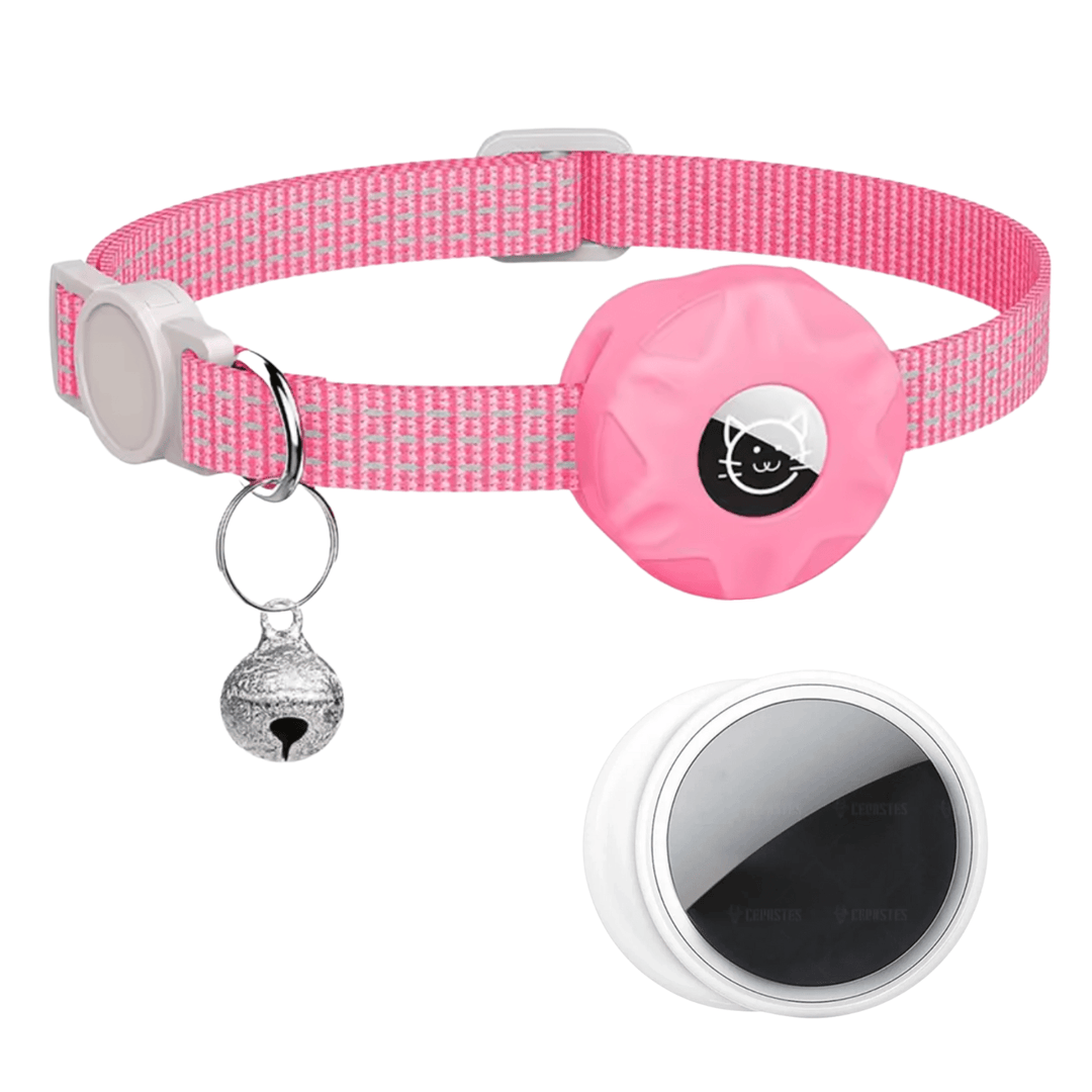 Reflective pet collar with smart Bluetooth tracker for dog and cat safety.