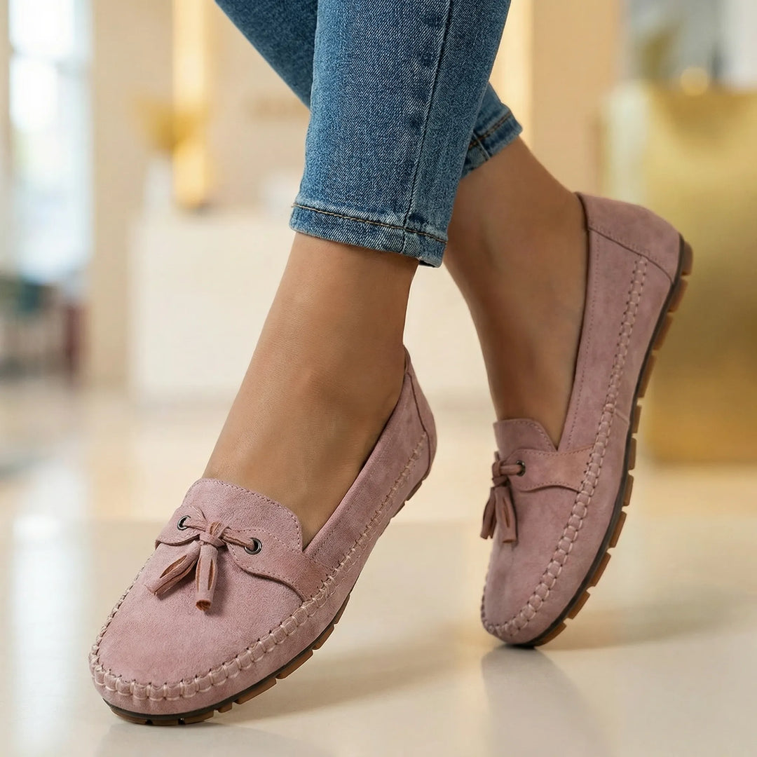 Women's charcoal grey extra wide slip-on loafers, versatile casual shoes with plush memory foam.