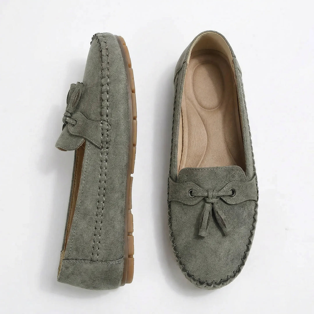 Blush pink extra wide women's loafers, stylish and comfortable casual shoes with memory foam support.