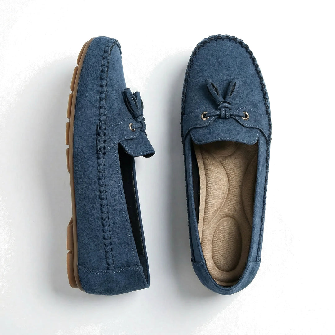 Stone brown extra wide women's loafers with memory foam, classic slip-on comfort for everyday.