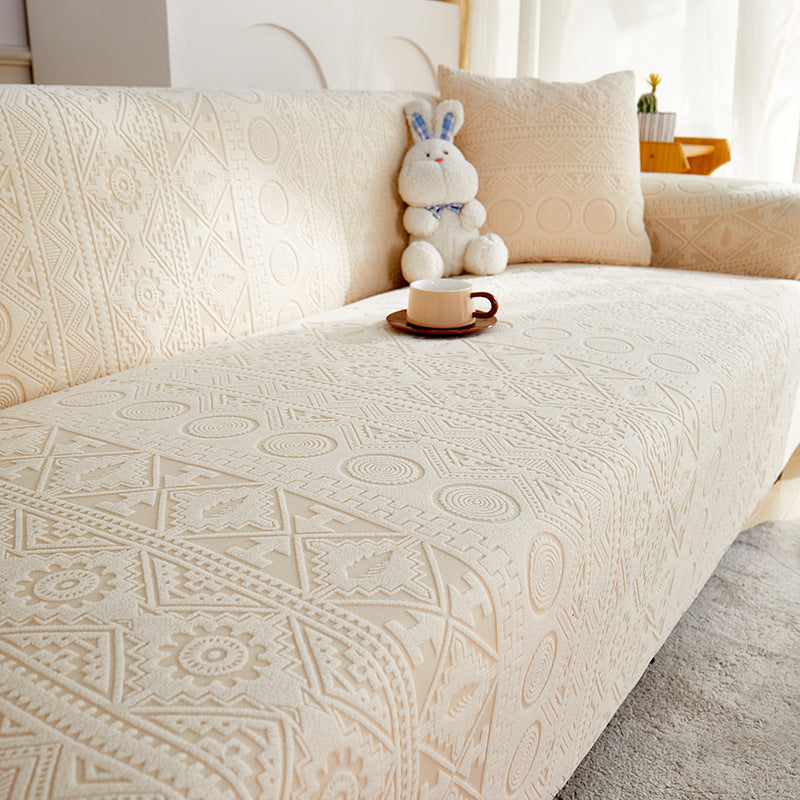 Bohemian Jacquard Stretch Slipcover and included pillowcase, elegant & practical