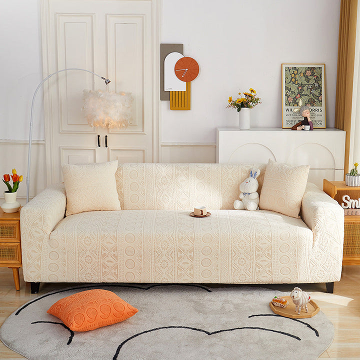 Textured Bohemian Jacquard Sofa Slipcover, comfortable and antislip protection