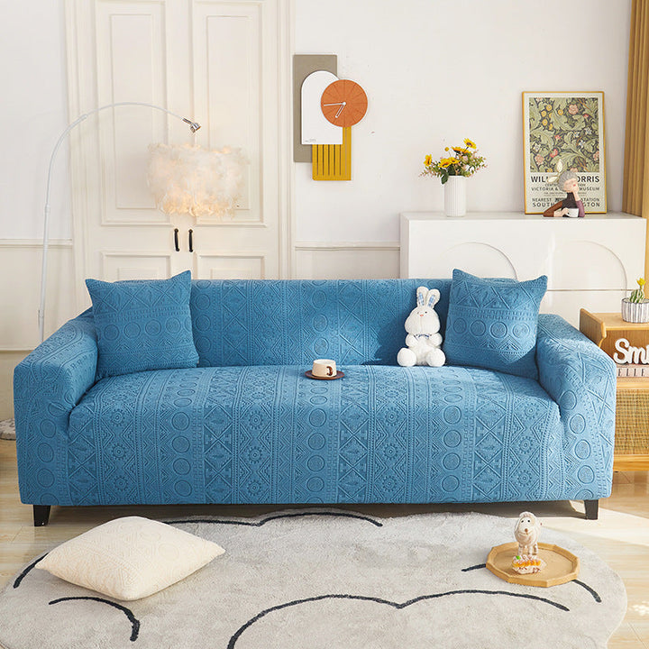 Modern living space featuring Bohemian Jacquard Stretch Sofa Cover, vibrant decor
