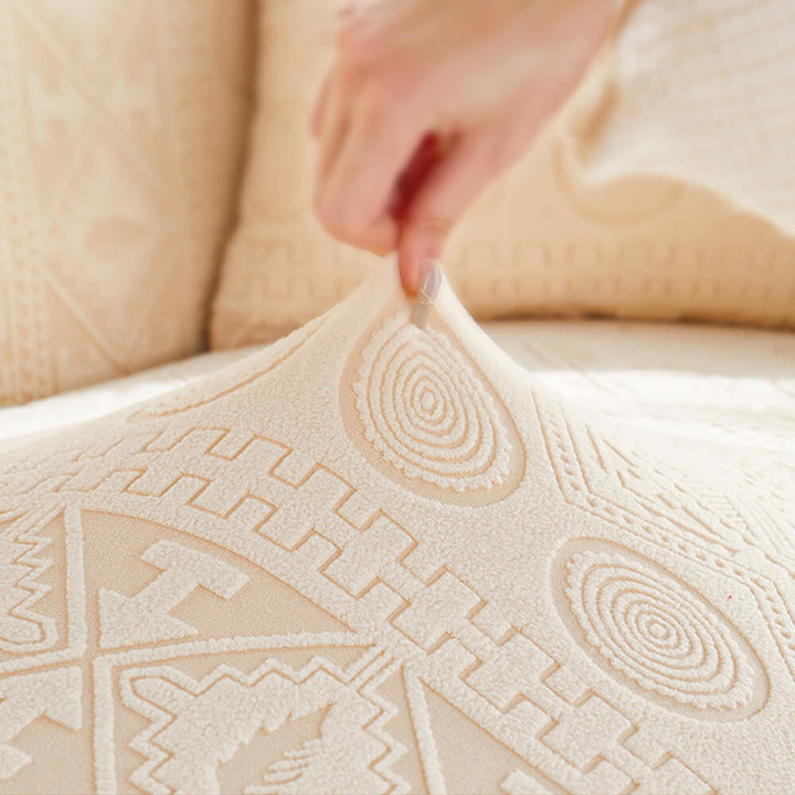 Bohemian Jacquard Sofa Slipcover with matching pillowcase, antislip design