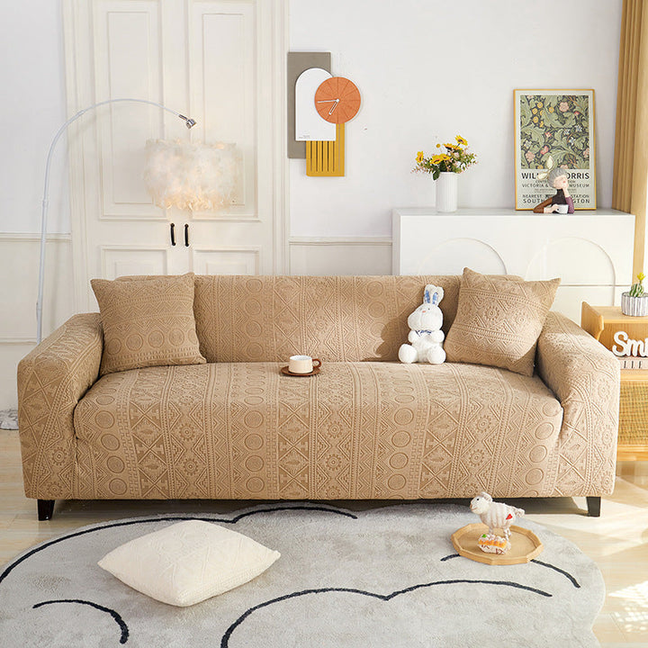 Stretch Jacquard Sofa Slipcover in bohemian pattern, easy-fit & washable