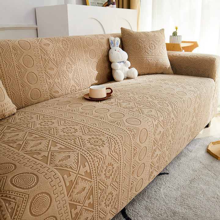 Jacquard Stretch Sofa Slipcover, bohemian design, ideal for pet owners
