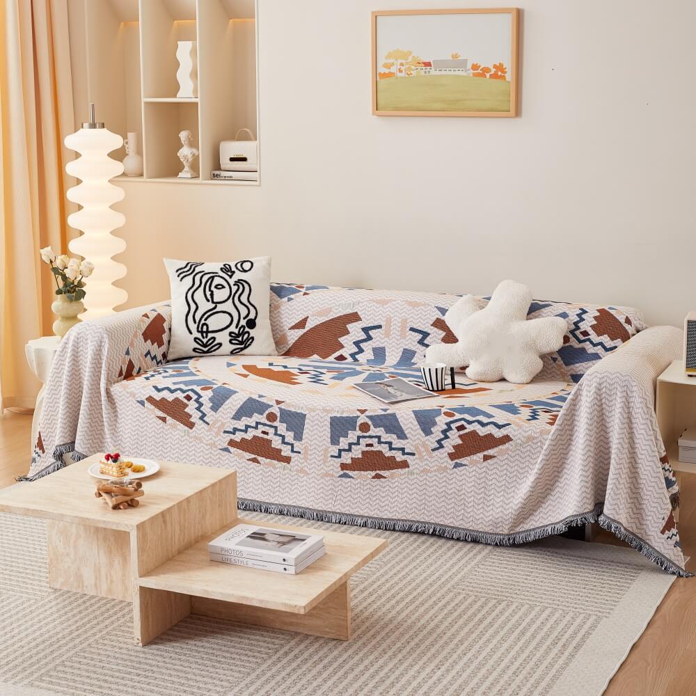 Bohemian patterned sofa cover, wear-resistant, for optimal furniture protection, pet-friendly