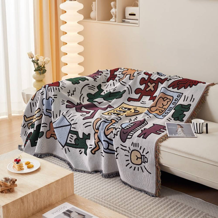 Hard-wearing Bohemian pattern couch throw, essential for busy households