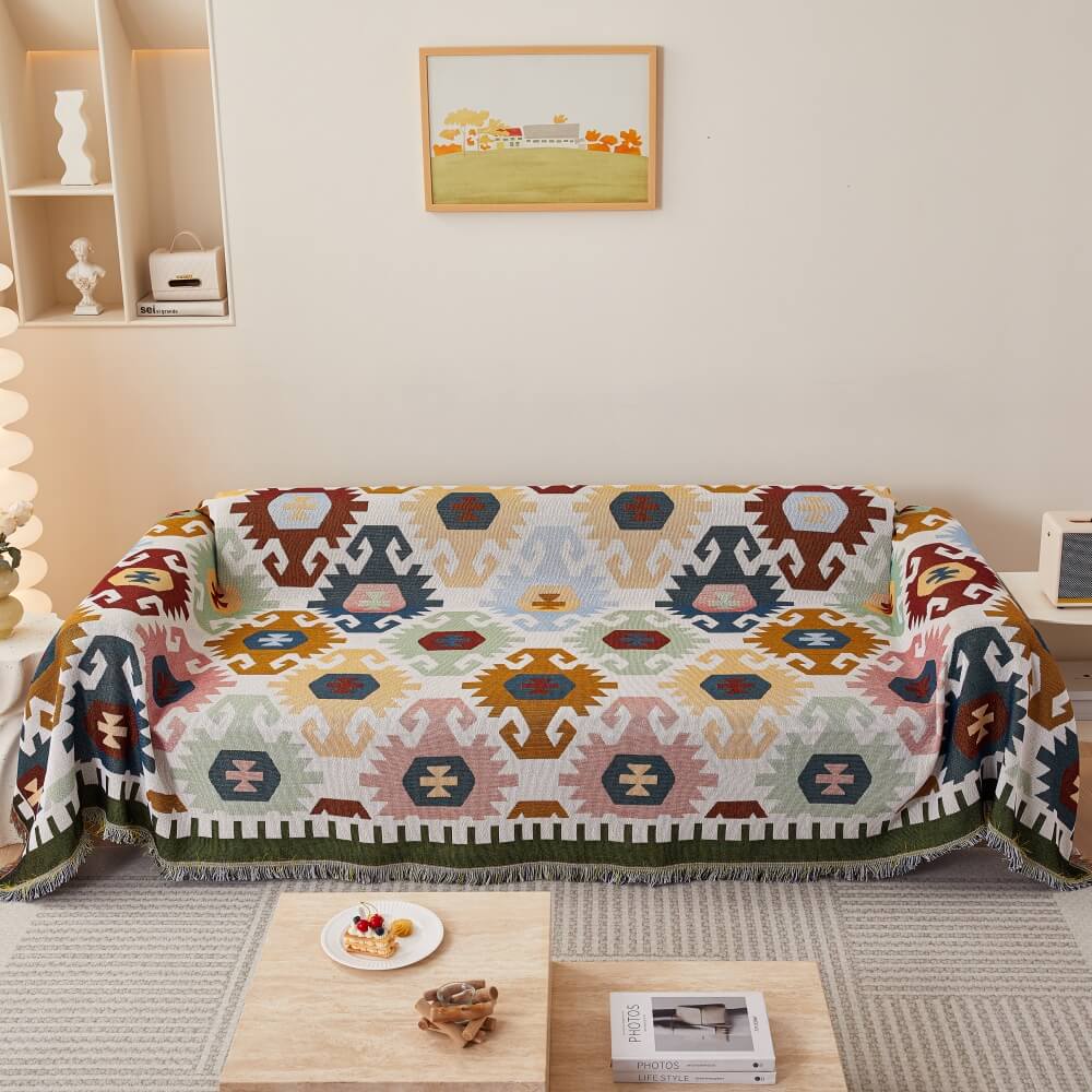 Long-lasting Bohemian sofa cover, adds a touch of ethnic charm to home
