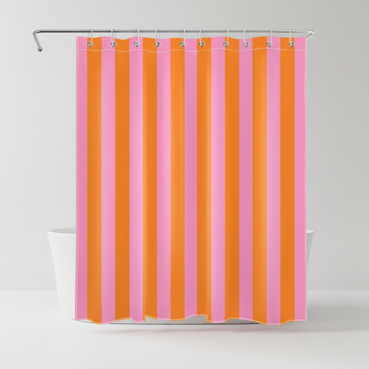 Soft fabric boho striped shower curtain, bringing a modern touch and comfort to contemporary bathrooms.