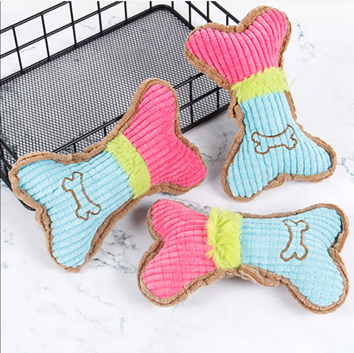 Bone-shaped dog toy, soft squeaker, durable pet supplies for interactive play