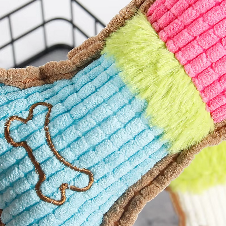 Collection of colorful squeaker bone-shaped dog toys, durable pet supplies