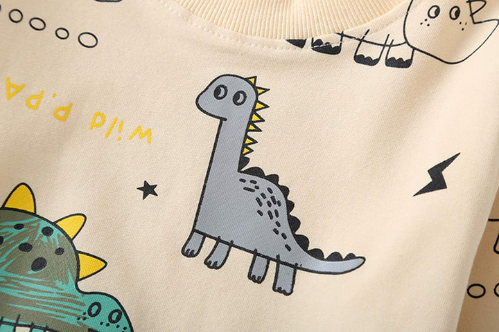 Durable & comfy boys' dinosaur set, ready for any toddler's adventure, machine washable.