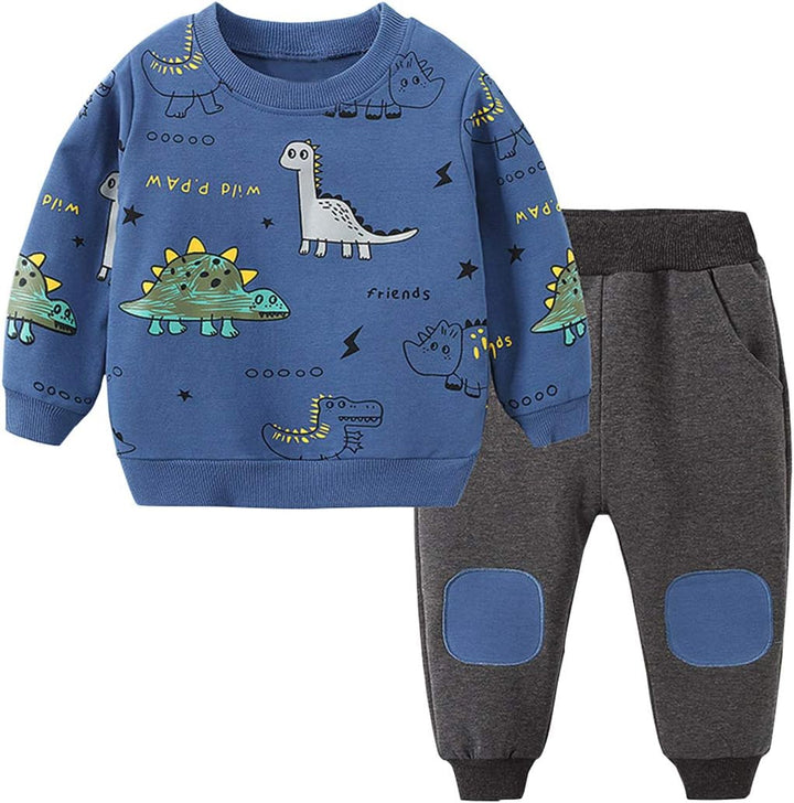 Toddler boys' summer dinosaur apparel. Comfortable two-piece set for active play & adventures.