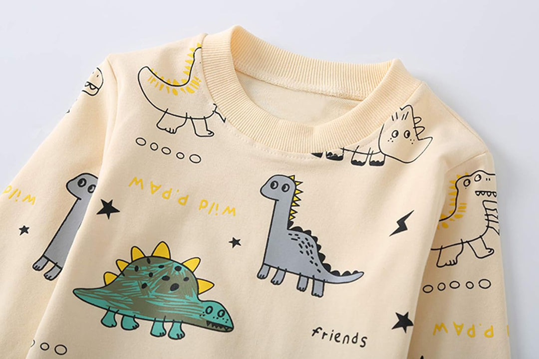 High-quality fabric detail of the boys' adventure dinosaur t-shirt & shorts set for comfort.