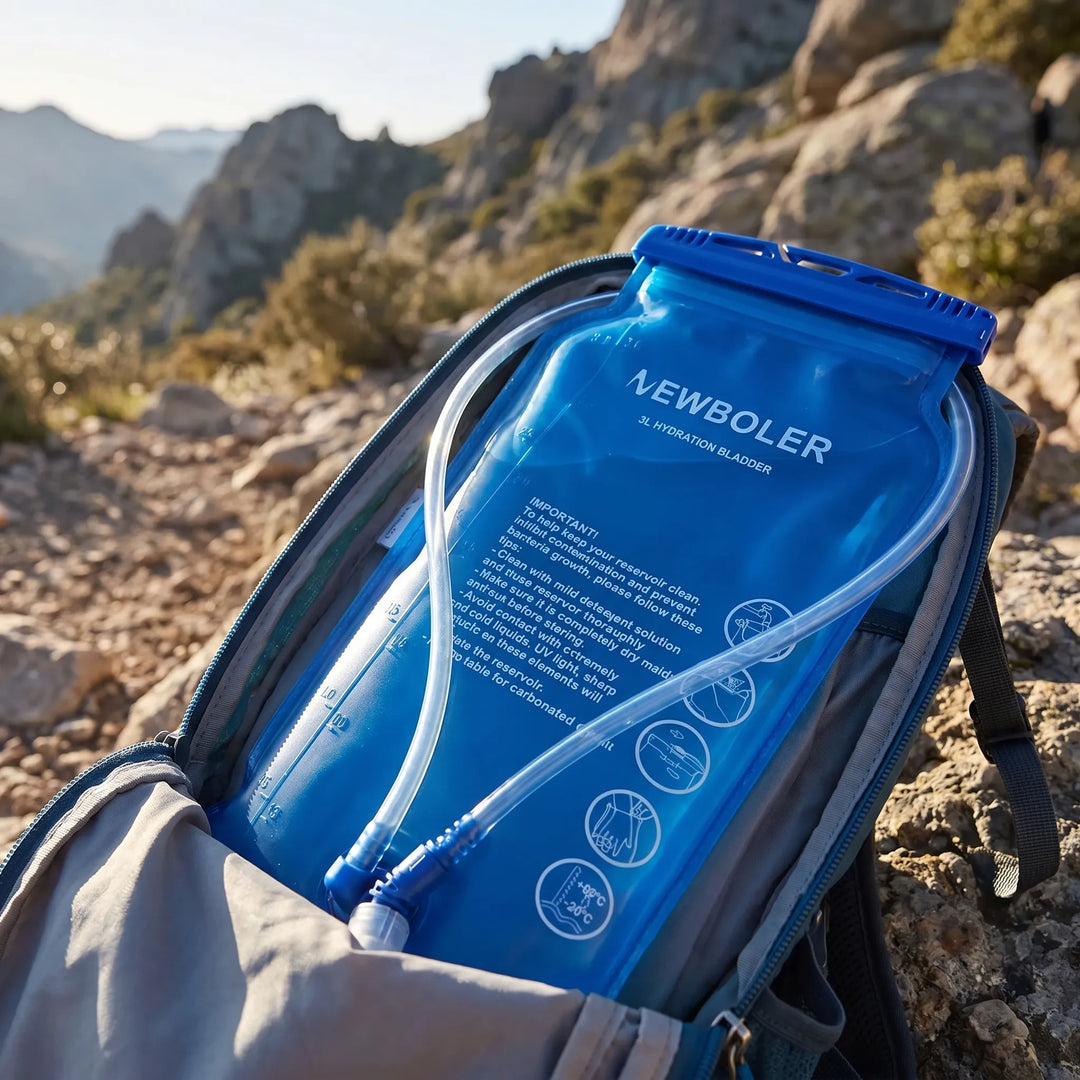 BPA-Free hydration bladder for backpacks, ideal for hiking, running, and cycling. Flexible water reservoir.
