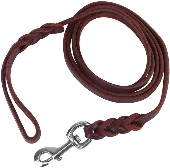 Braided leather dog leash, unisex, for pet training and daily walks, durable and stylish