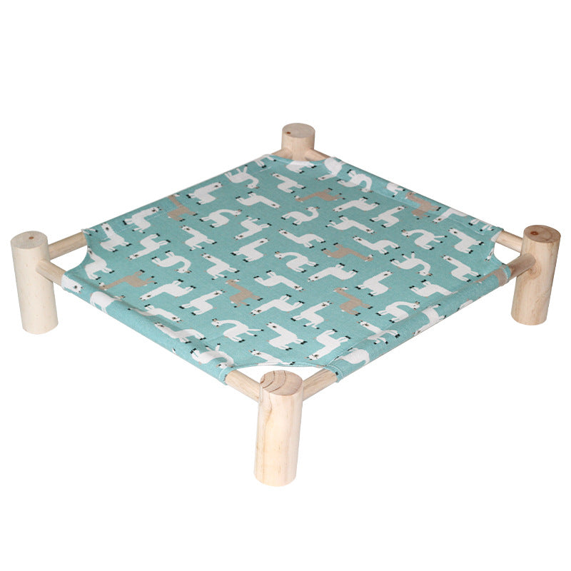 Elevated cat bed, breathable material for air flow, ensures cooling comfort for pets