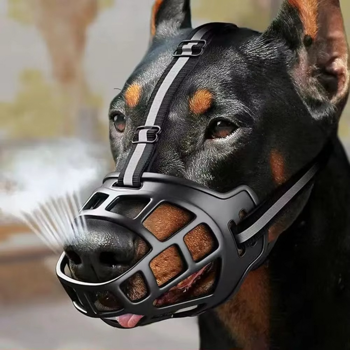 Breathable dog muzzle for safety, comfort & walks. Anti-bite, adjustable pet gear for training.