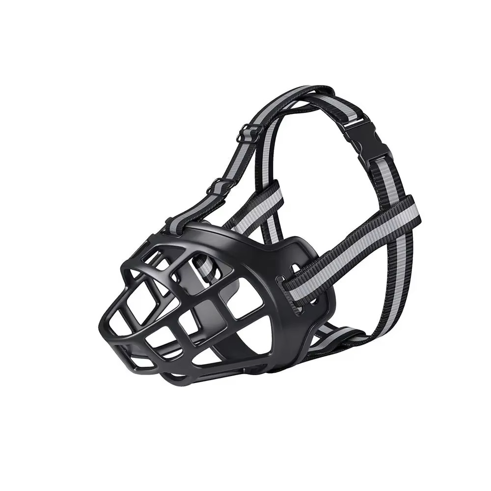 Lightweight, breathable dog muzzle with reflective trim. Adjustable for pet safety, training, and comfortable daily walks.