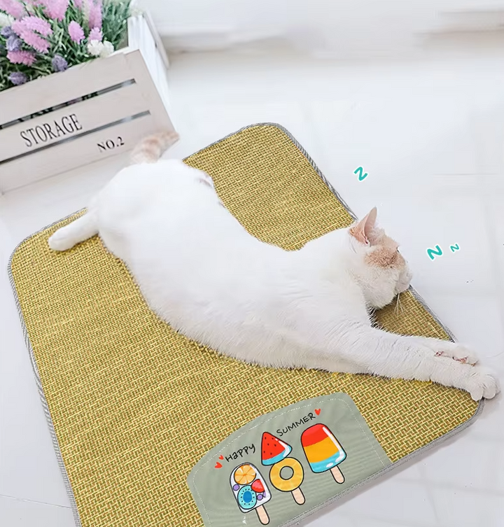 Cooling pet mat made from natural rattan, providing a comfortable bed for hot pets