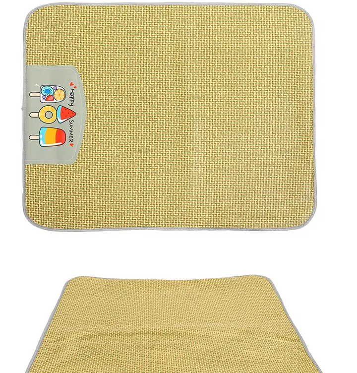 Summer pet accessory: a woven rattan cooling mat for dogs, cats, and small animals