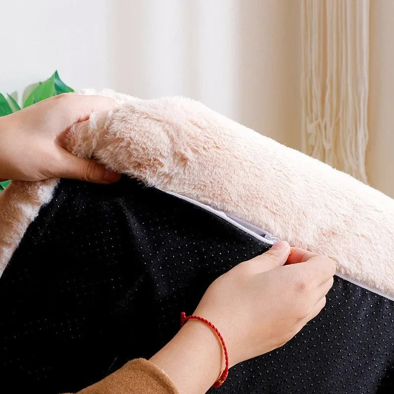 Pink cat sofa lounge bed, a cozy pet bed accessory providing superior comfort for cats.