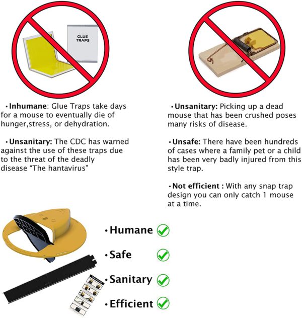 Multi-catch bucket lid mouse trap for humane pest control. Durable, reusable, perfect for indoor & outdoor use.
