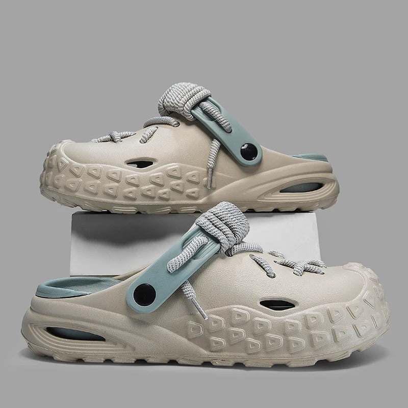 Cushioned men's casual shoes, water-friendly for summer comfort.