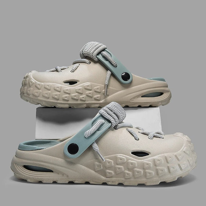 Cushioned men's casual shoes, water-friendly for summer comfort.