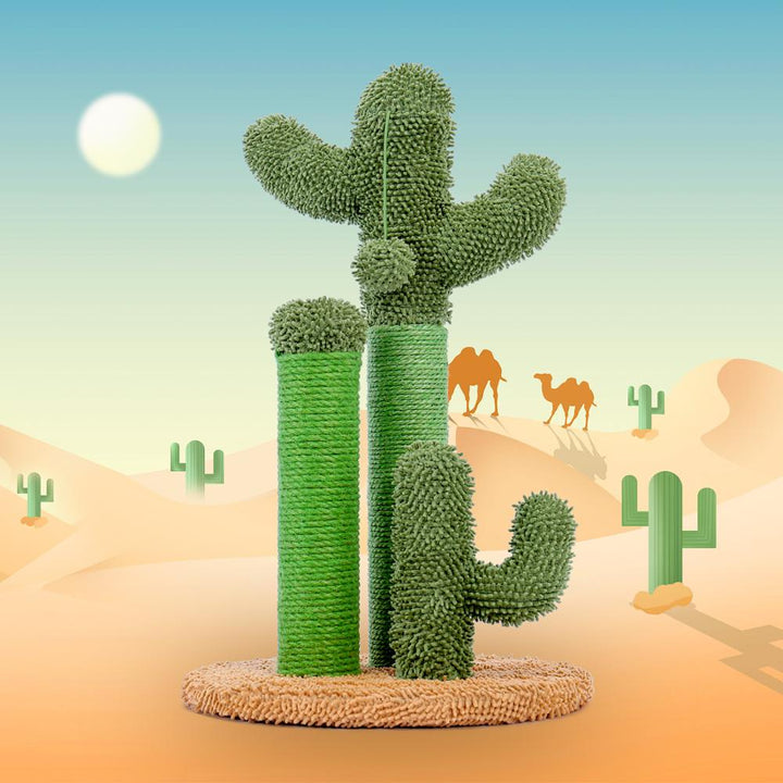 Cactus Cat Scratching Post – Durable Wood & Sisal Scratcher