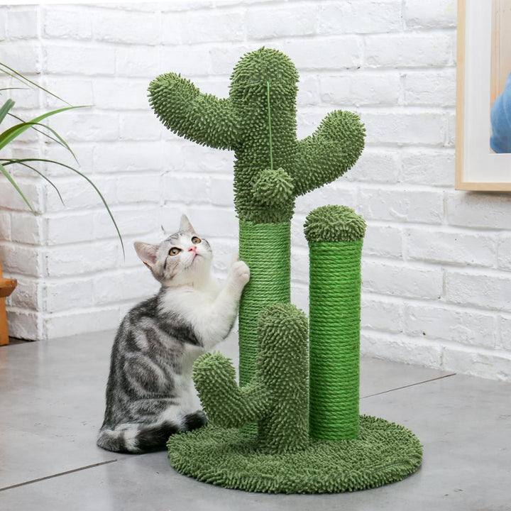 Cactus Cat Scratching Post – Durable Wood & Sisal Scratcher