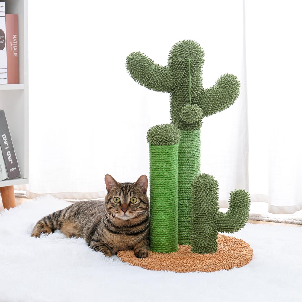 Cactus Cat Scratching Post – Durable Wood & Sisal Scratcher