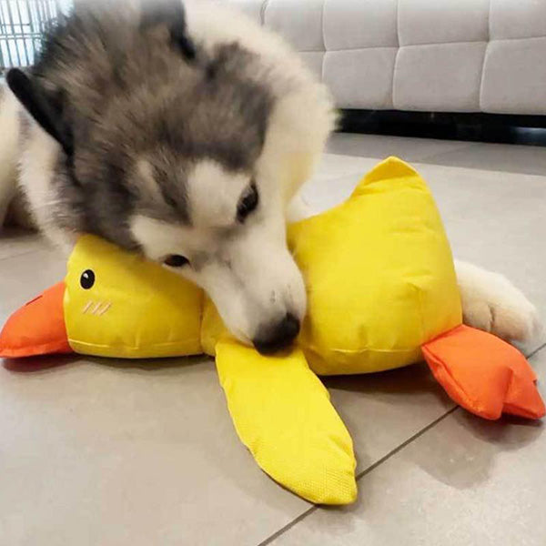 Calming duck plush dog toy with deep quack, interactive chew toy, soft pet supplies for dogs