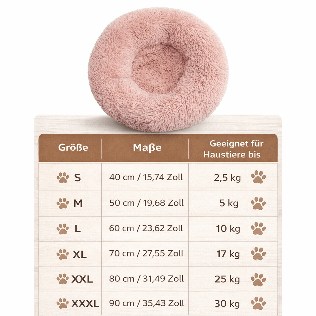 Peaceful sleep dog bed, super soft plush calming lounger with orthopedic and washable features.