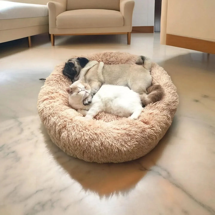 Luxurious super soft plush dog bed, comforting pet lounger with supportive design for dogs.