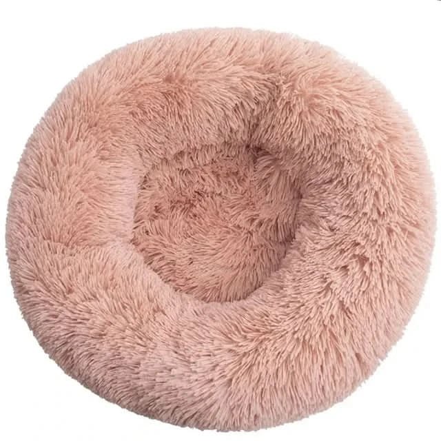 Soft plush pet bed, calming lounger suitable for dogs and cats seeking anxiety relief.