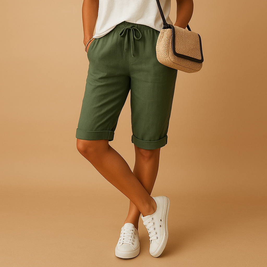 Versatile women's casual capri pants. Soft, relaxed fit trousers with drawstring, perfect for summer comfort & everyday style.