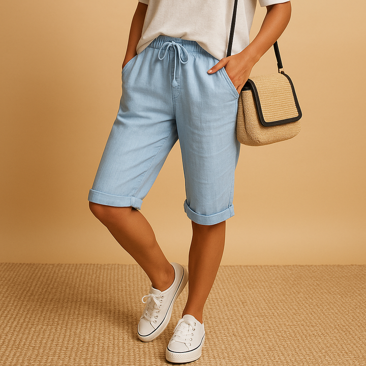 Comfortable women's capri trousers, ideal for spring & summer. Relaxed fit casual pants for everyday wear.