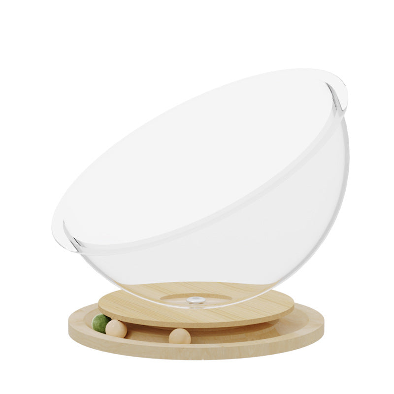 Feline comfort cat activity sphere with a multi-level play station and durable cat scratcher