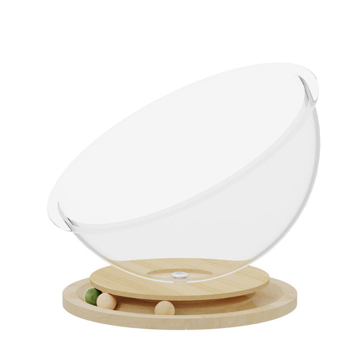 Feline comfort cat activity sphere with a multi-level play station and durable cat scratcher