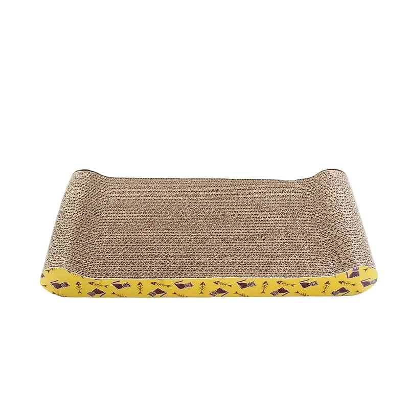 Stylish cat bowl scratch mat, designed with durable corrugated cardboard for cats