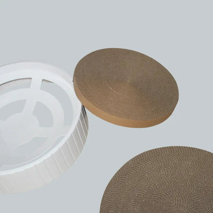 Durable cat scratcher bowl with corrugated cardboard, perfect for playtime and naps