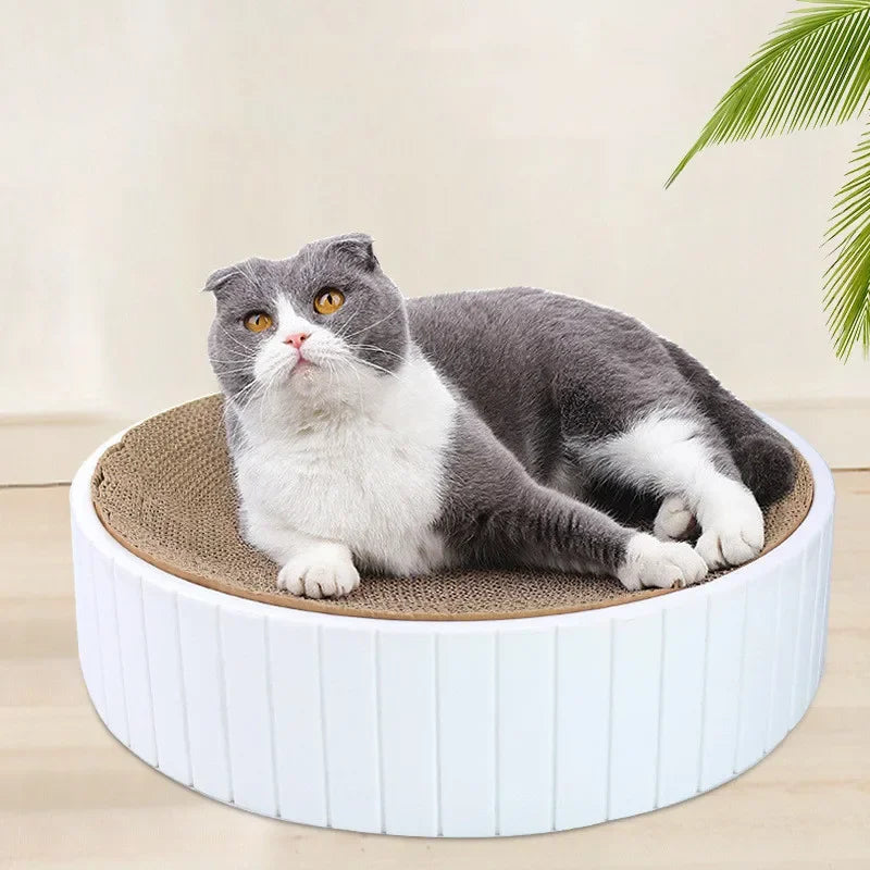 Cat accessories: Corrugated cardboard cat bowl scratch mat, dual-purpose pet scratcher